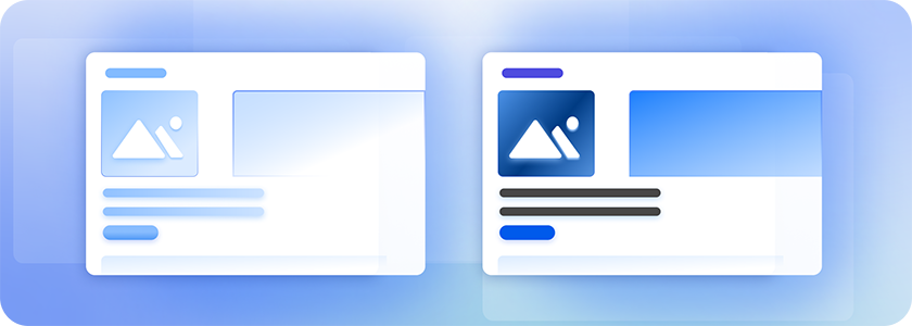 split screen graphic displaying website normal and high contrast modes