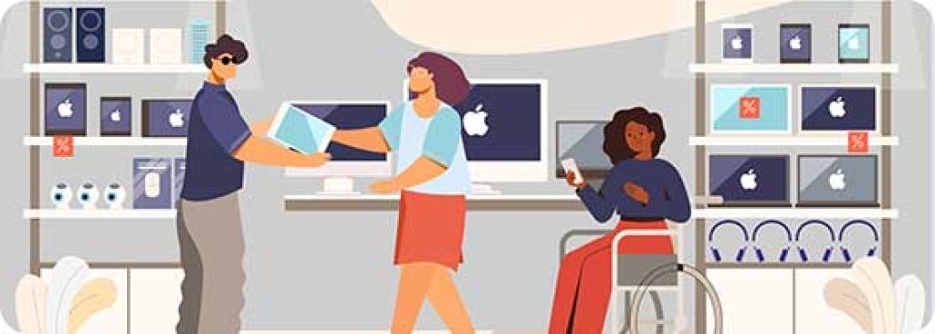 modern apple store with disabled employees